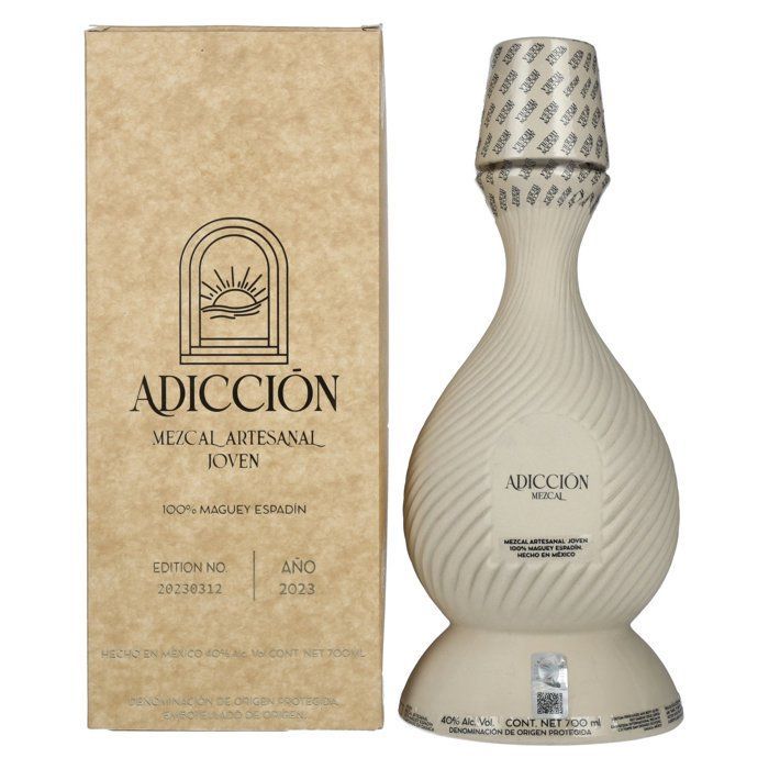 ADICCIŌN Tequila Mezcal Artesanal Joven 2023 40% Vol. 0,7l en boîte cadeau
