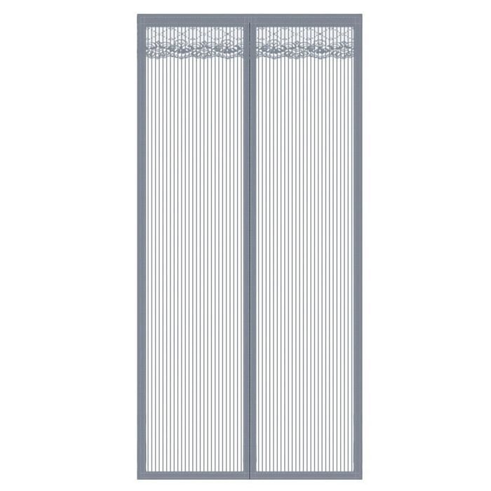 Mosquitera magnética para puertas y ventanas, 120 x 220 cm, reforzada, para balcones, sótanos y puertas de dormitorios, color gris, 52 imanes.