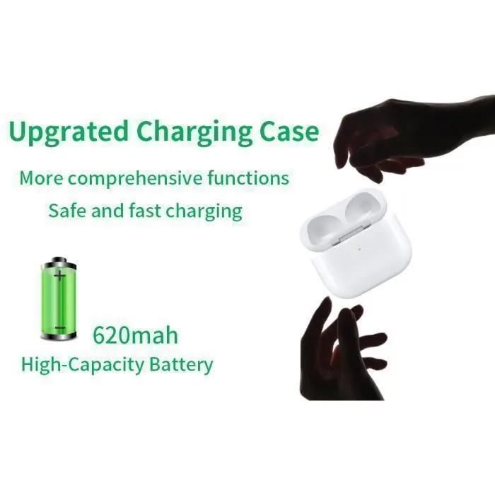 Boîtier de Charge sans Fil pour AirPods 3, boîtier de Charge de Rechange avec couplage Bluetooth (Casque Non Inclus)