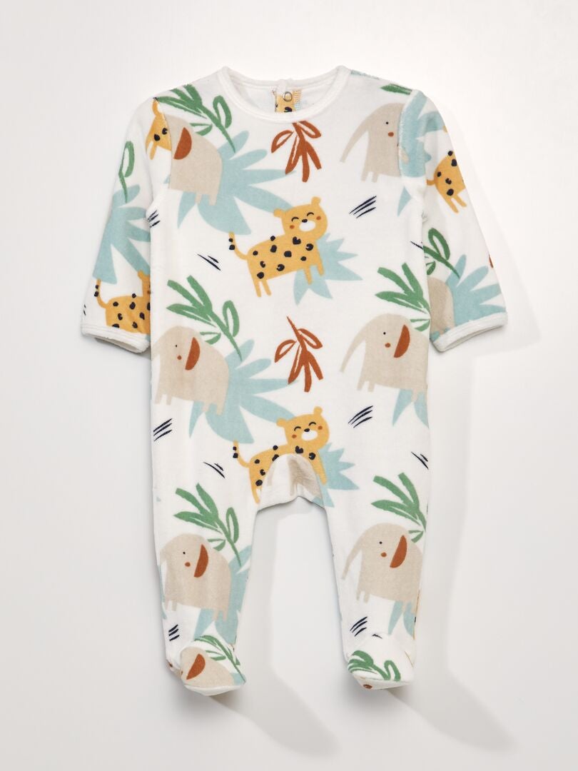 Fluwelen romper - Wit/Jungle