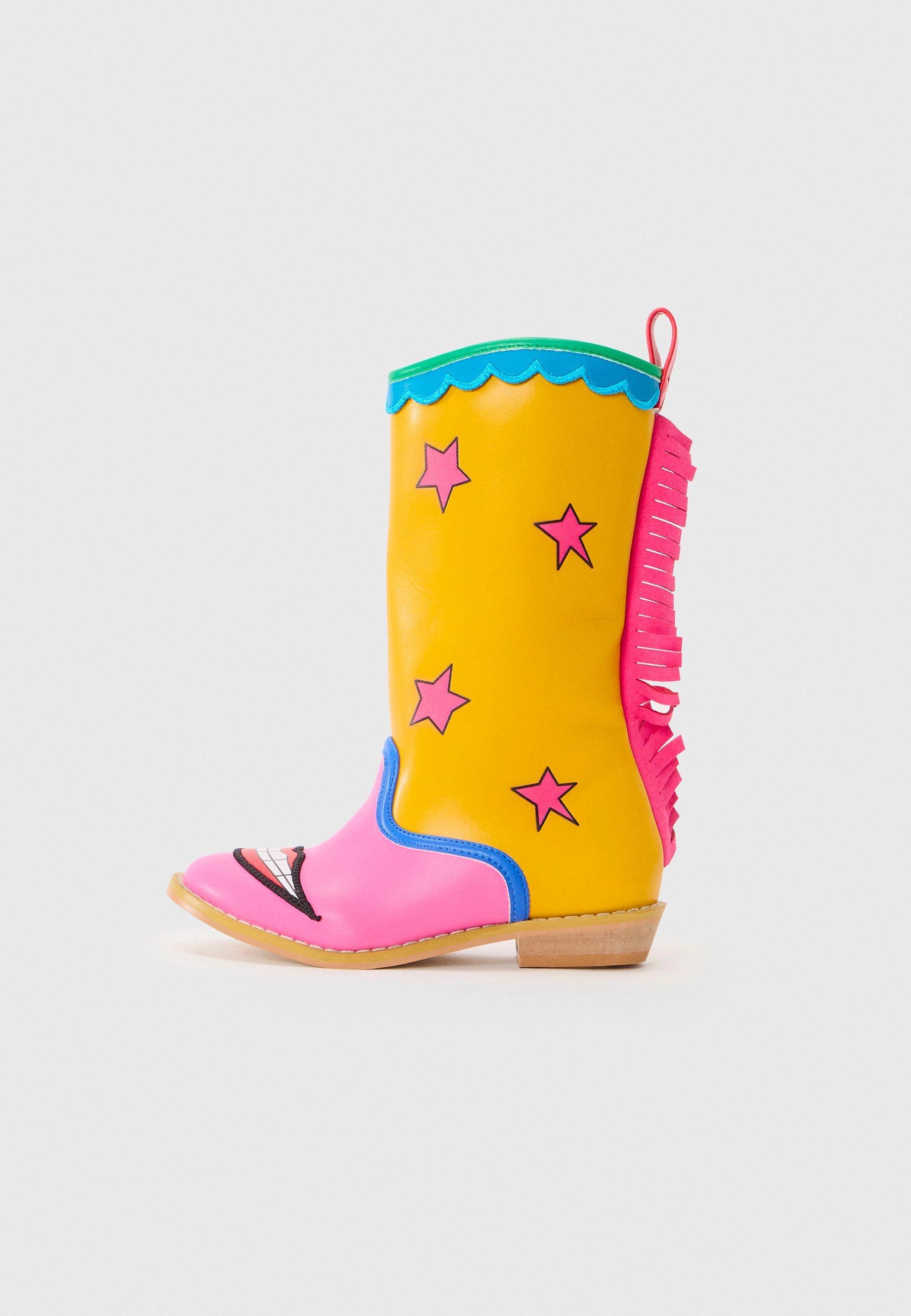 Bota infantil Stella McCartney estilo cowboy/motoqueiro - multicolorida