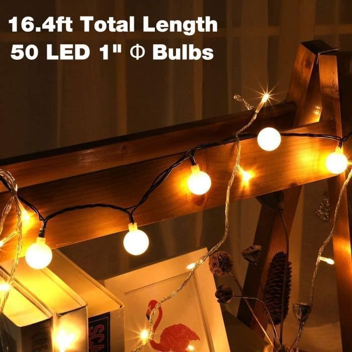 Cordão de luzes para uso interno/externo, branco quente - 4,5 m, 50 LEDs, à prova d'água IP44 - para jardim/casamento/festa/decoração
