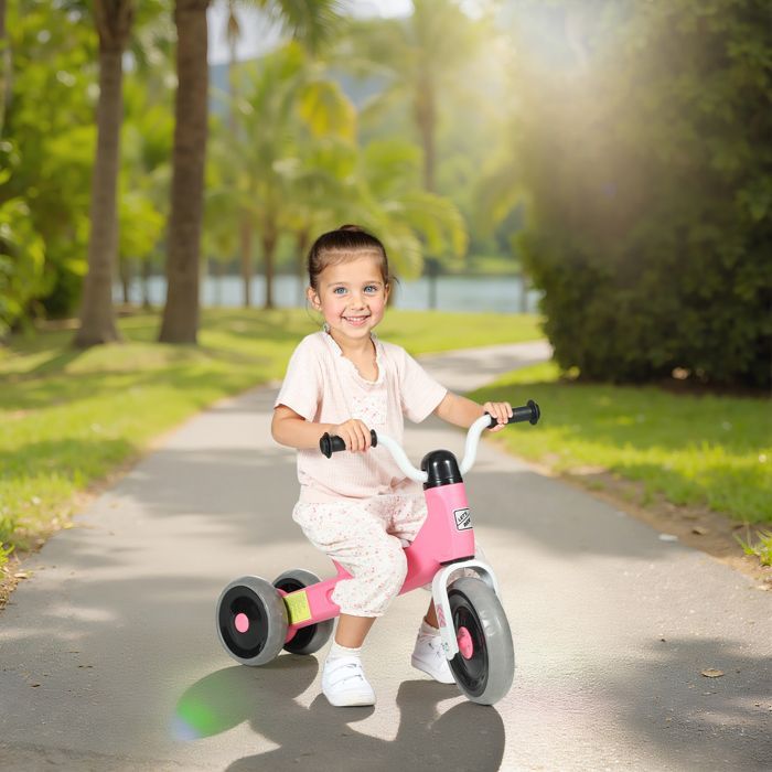 Loopfiets voor baby's - AIYAPLAY - 1-3 jaar - 3 stille wielen - voor binnen en buiten - metaal en kunststof - 69x40x49 cm, roze