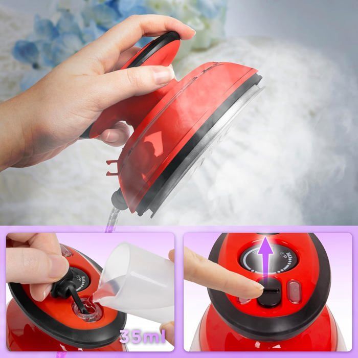 Duronic SI3 RD Fer à repasser à vapeur de voyage 400W Léger et compact 495g Idéal pour les déplacements Convient pour crafts et