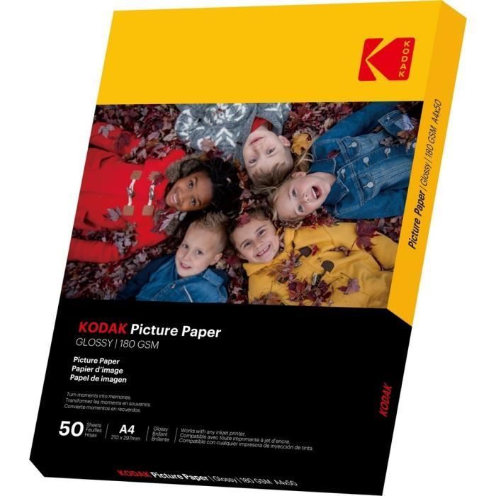 KODAK 9891264 - 50 vellen glanzend fotopapier van 180 g/m², A4-formaat (21 x 29,7 cm), inkjetprinten