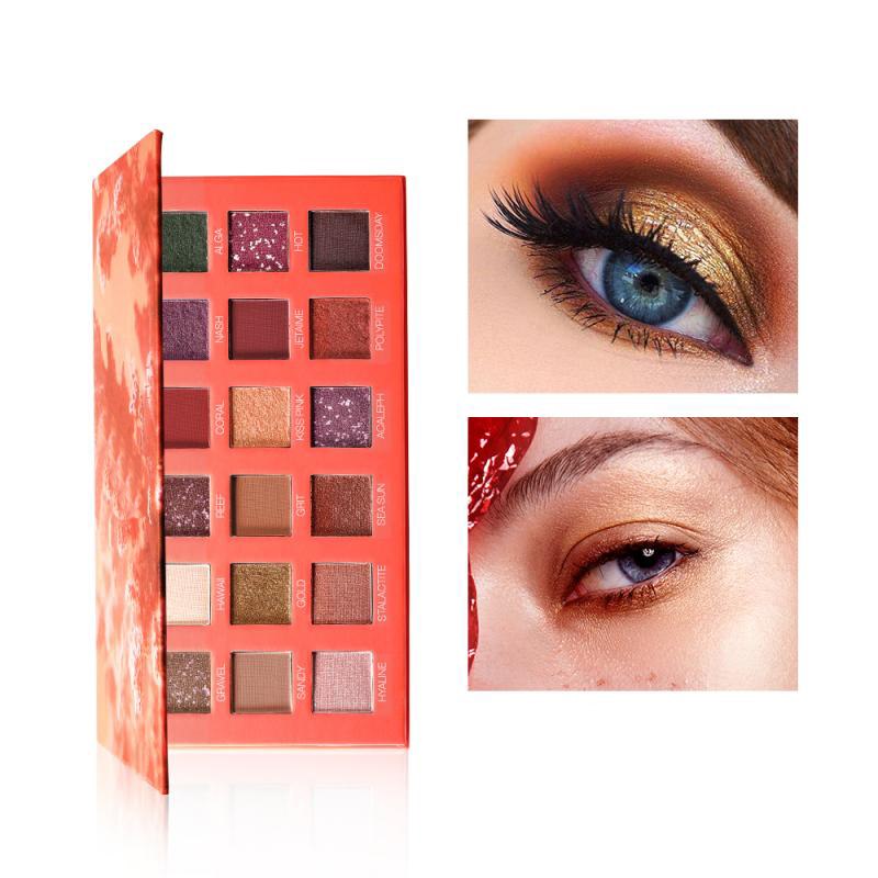 18 kleuren matte glinsterende oogschaduwpigmentpoeder, langdurige oogschaduw, bruinpaars, oogmake-up palet, cosmetica TSLM1