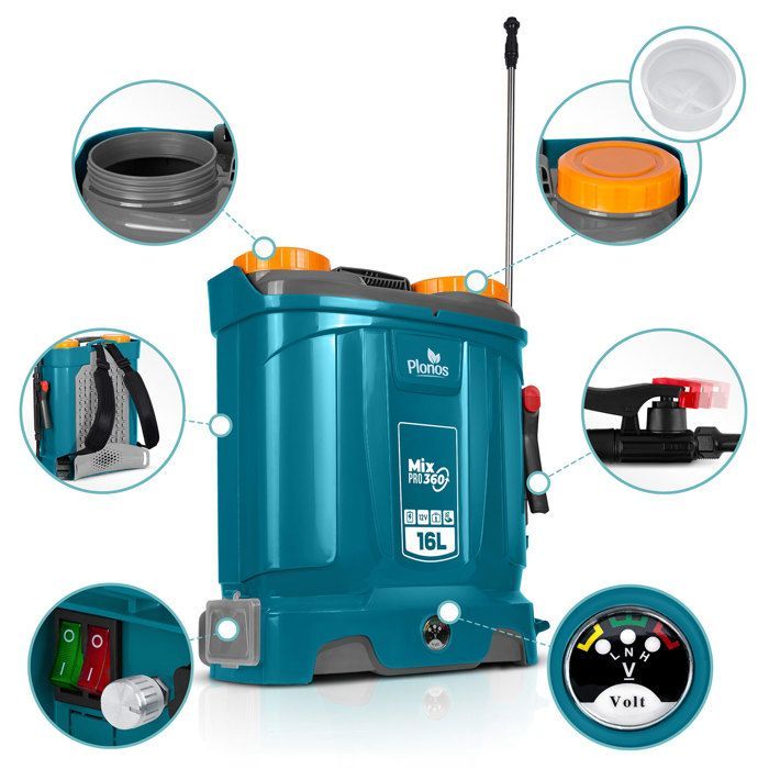 Battery-powered sprayer with mixer - Plonos - 16 L - 12 V 8 Ah battery - 9 h operating time