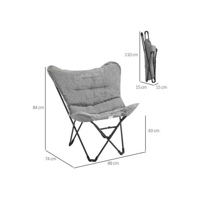 Folding camping chair - FurnitureR - 120 kg capacity - Padded seat - Non-slip feet