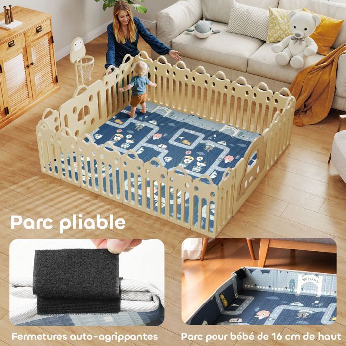 Tapis de jeu pour bébé - AIYAPLAY - pliable et réversible - en mousse épais - XPE - 202 x 180,5 x 1 cm - multicolore