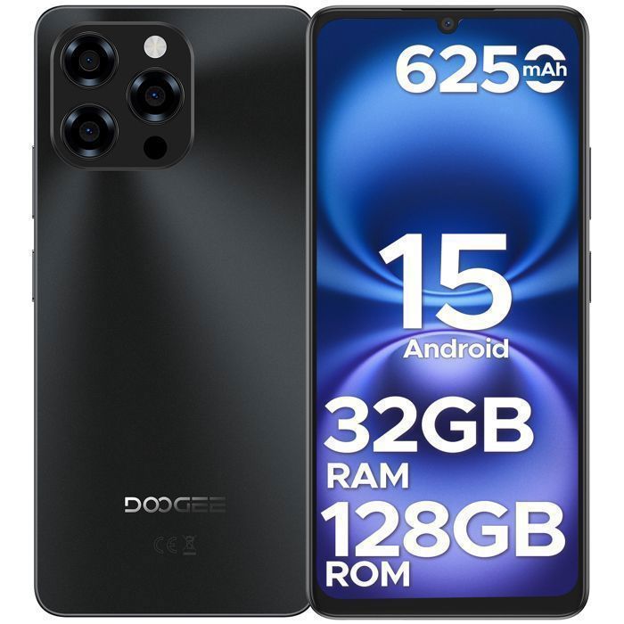 Smartphone DOOGEE Note 58, Android 15, 32 GB de RAM + 128 GB de ROM/TF de 2 TB, batería de 6250 mAh, pantalla HD de 6,75