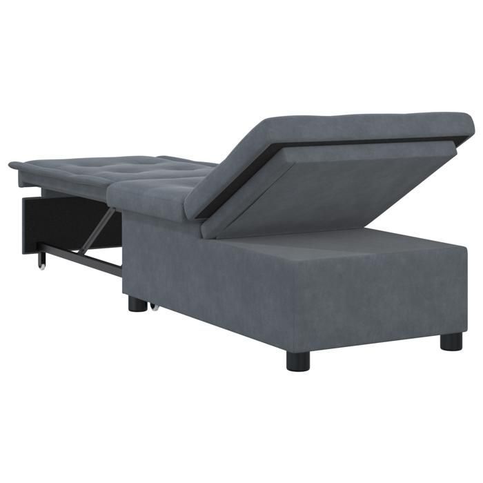 273851& Divano letto 3 in 1, lettino trasformabile, in velluto grigio scuro