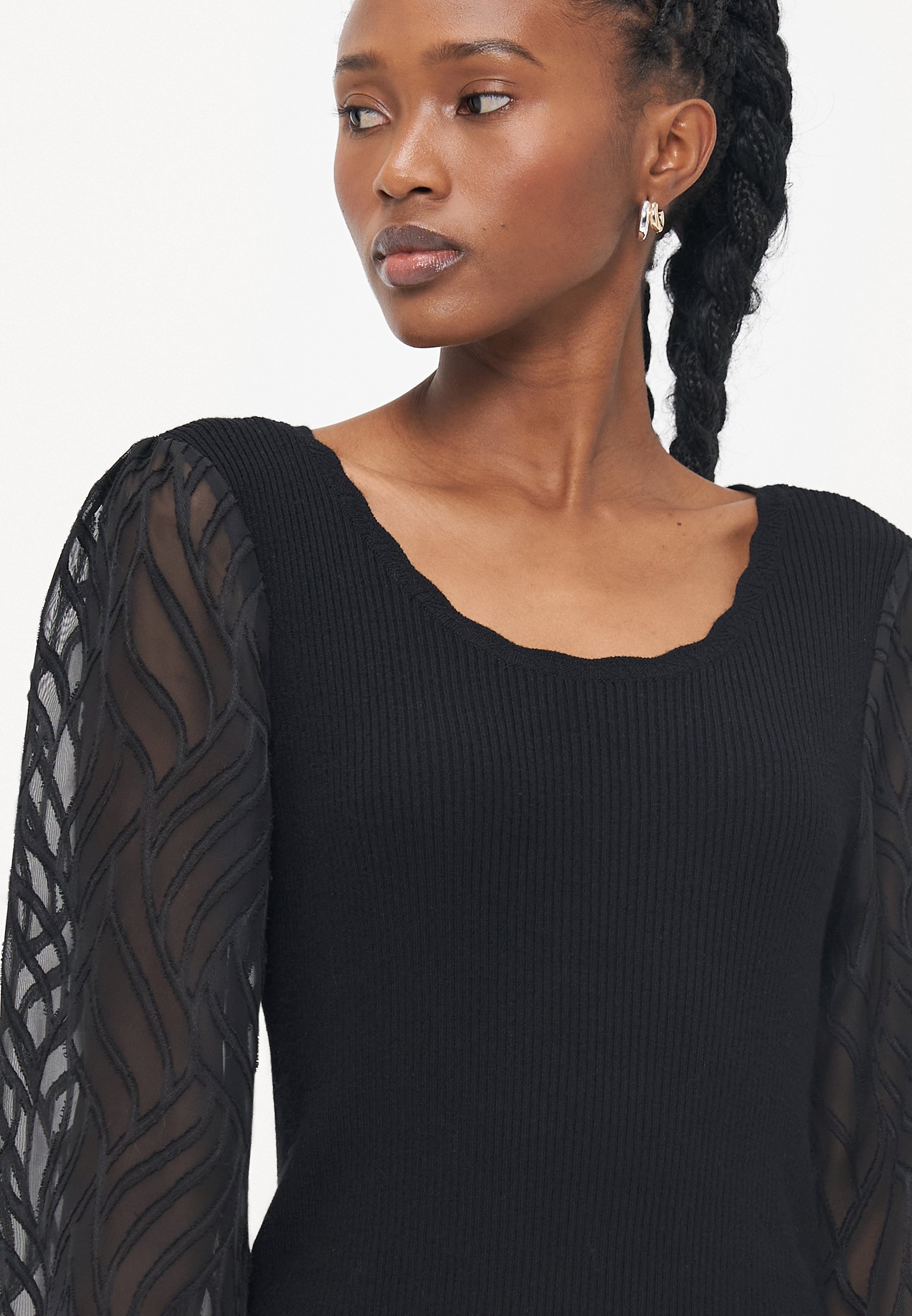 ONLY Petite ONLJULIE MIX O NECK - Langarmshirt - schwarz