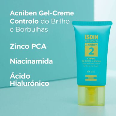 Isdin Teen Skin Acniben 2 Control Glans og urenheter Gelkrem 40 ml