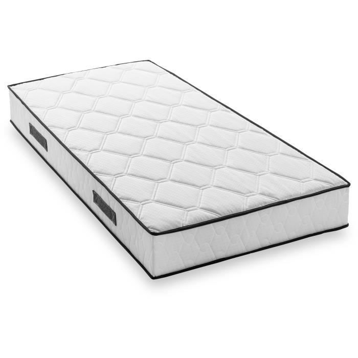 Matratze und Lattenrost 90 x 190 cm, 19 cm hoch – Taschenfederkern – 7 Zonen – wendbar – hergestellt in Belgien – DEKO DREAM