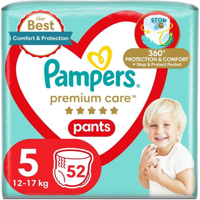 PAMPERS Premium Care velours broekjes. 5 (52 kg)