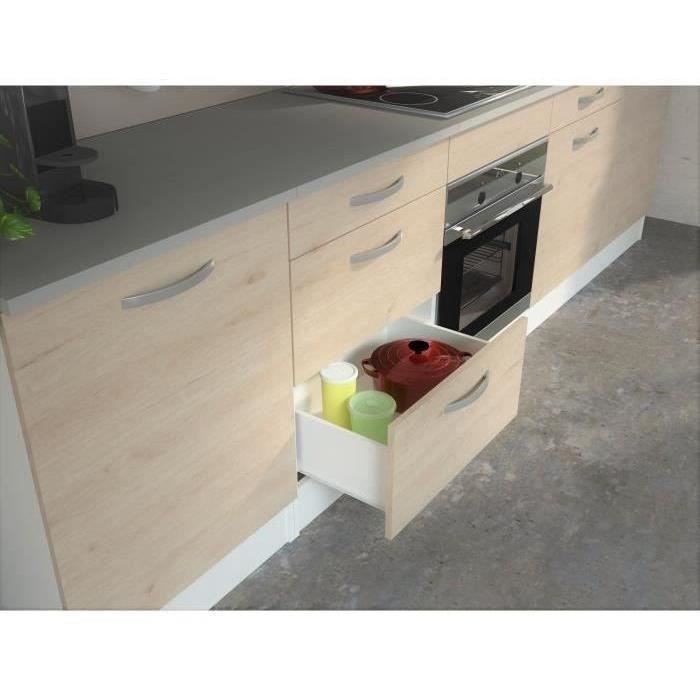 Cuisine complète OSLO - L 300 cm - Décor chêne - Plan de travail inclus