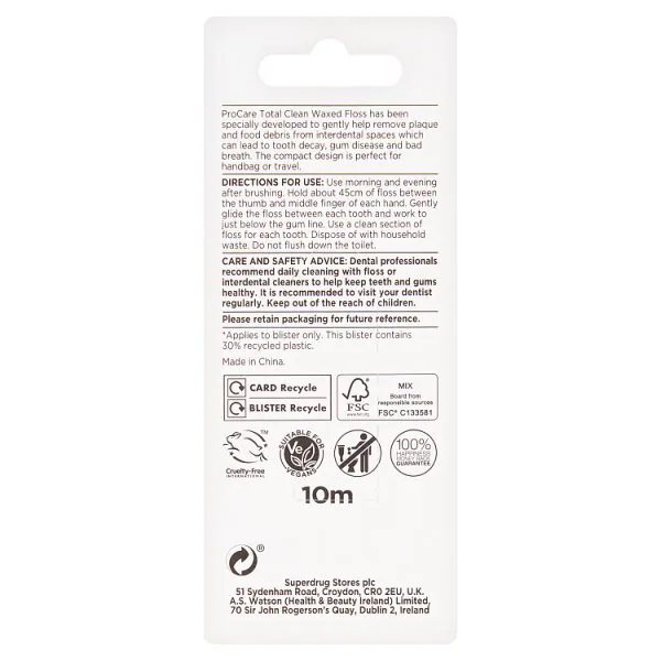 Filo interdentale Superdrug ProCare Mini 10 m