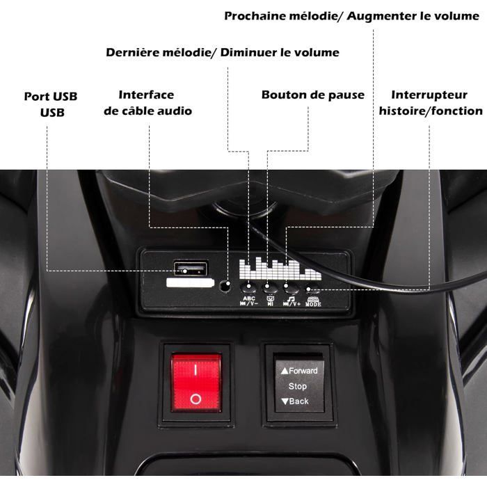Quad eléctrico COSTWAY de 12 V para niños, con 6 ruedas, 4 motores, caja de almacenamiento trasera, luces LED, música, función de cuentos, puerto USB, para mayores de 3 años, color negro.