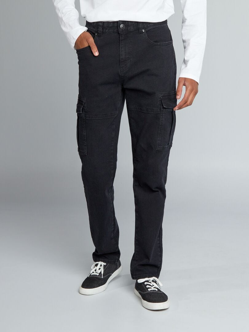Calça jeans slim fit com vários bolsos - tamanho 36L - preta