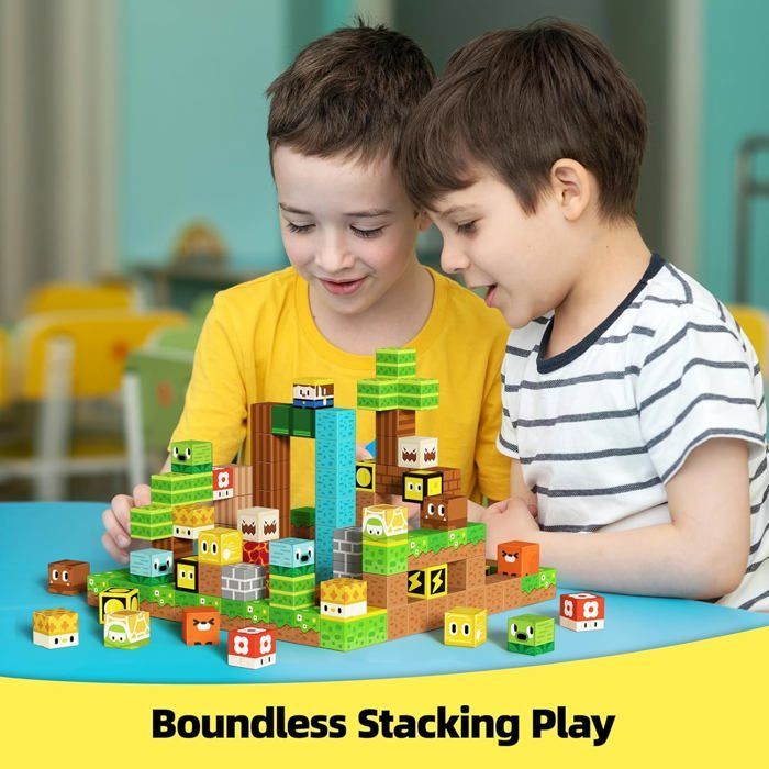 Bloques de construcción magnéticos, juego de 200 bloques cúbicos magnéticos para construir, para niños de 3 a 10 años, juguete sensorial.