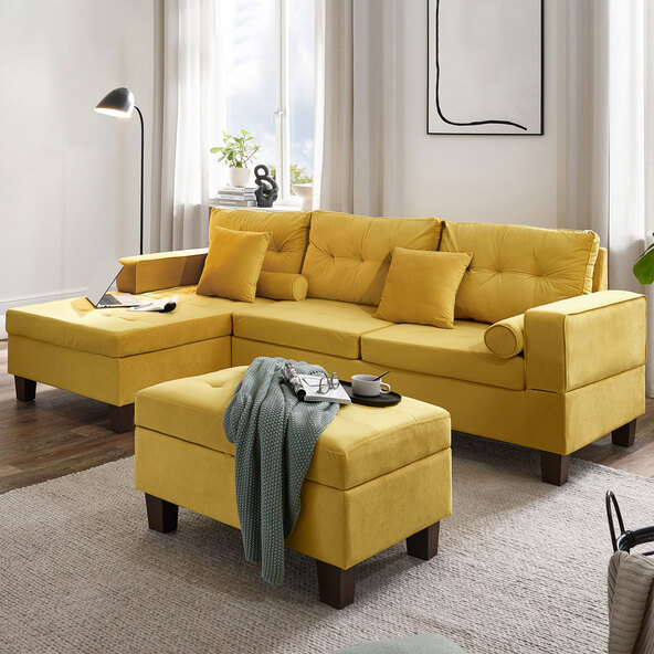 ROM sofa, fløjlsgul