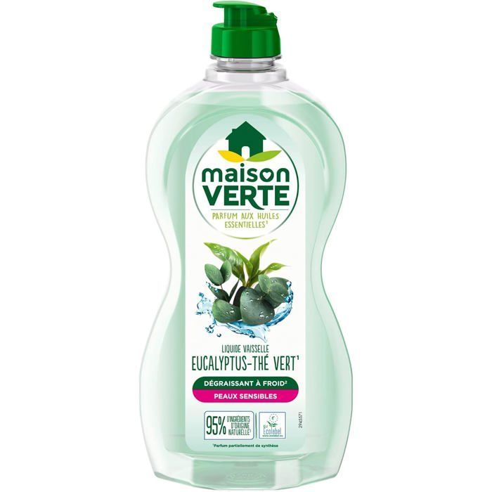 Liquide Vaisselle - Maison Verte - Lot de 6 - Eucalyptus & Thé Vert - Fleur de Citronnier - Thym & Basilic