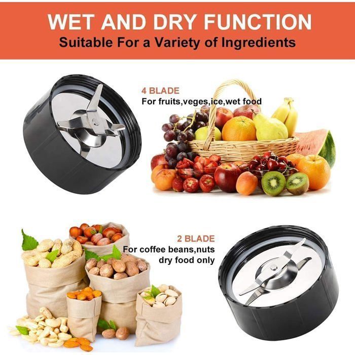 UTEN Smoothie Blender 1.25L, Blender Mixer - 380W - 3 Speeds - 2 in 1 - With Stainless Steel Blades