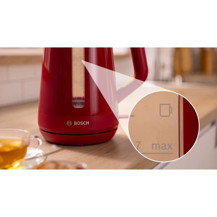 Bollitore BOSCH TWK1M124 MyMoment - Rosso - Capacità 1,7 l - Base girevole a 360° - Filtro anticalcare