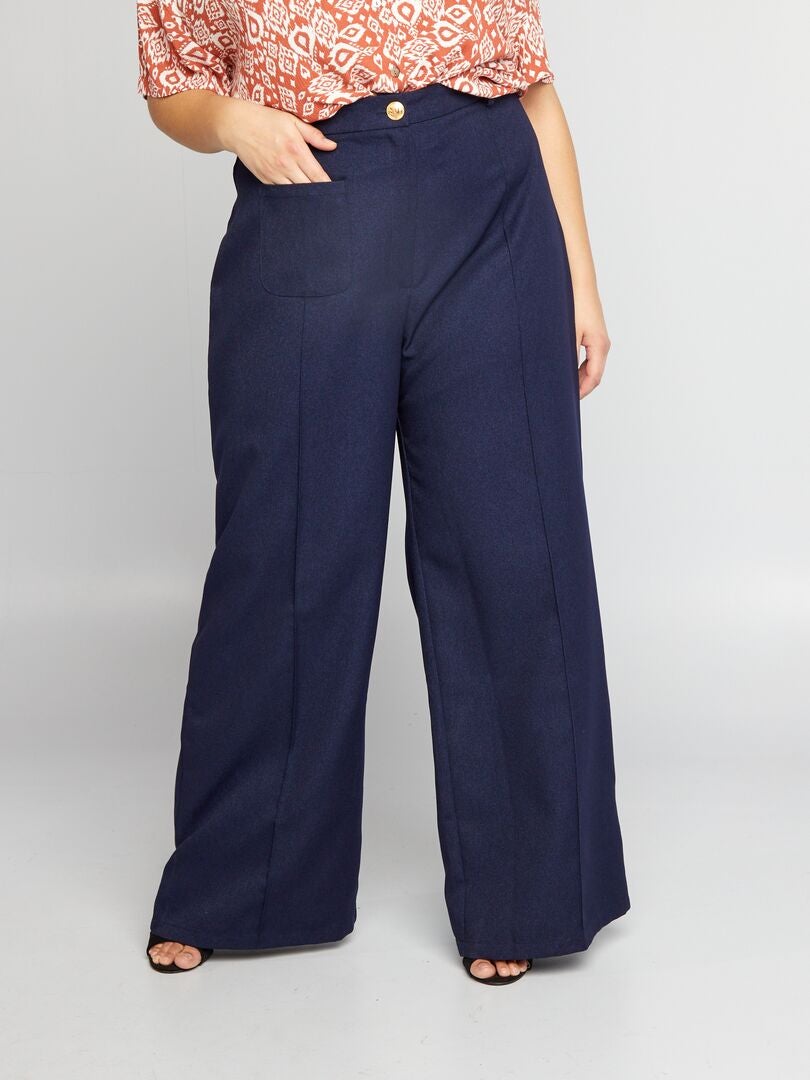 Calça reta de cintura alta - AZUL