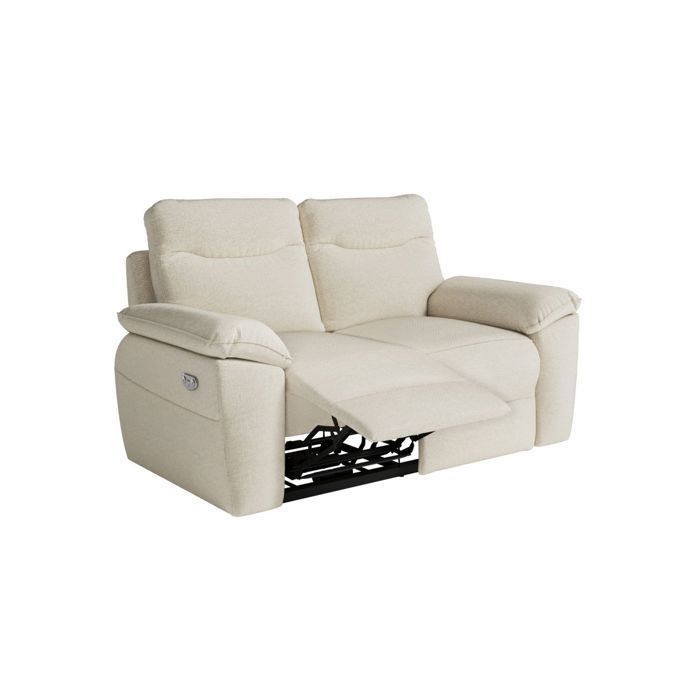 Sofá reclinável elétrico ROSS de 2 lugares em tecido bege - L160 x P100 x A102cm - LOUNGITUDE