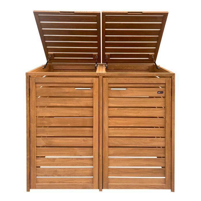 Refugio para contenedores de madera AXI Lex Brown - Recinto para 2 contenedores - Máx. 240L - Refugio para contenedores de exterior con excelente