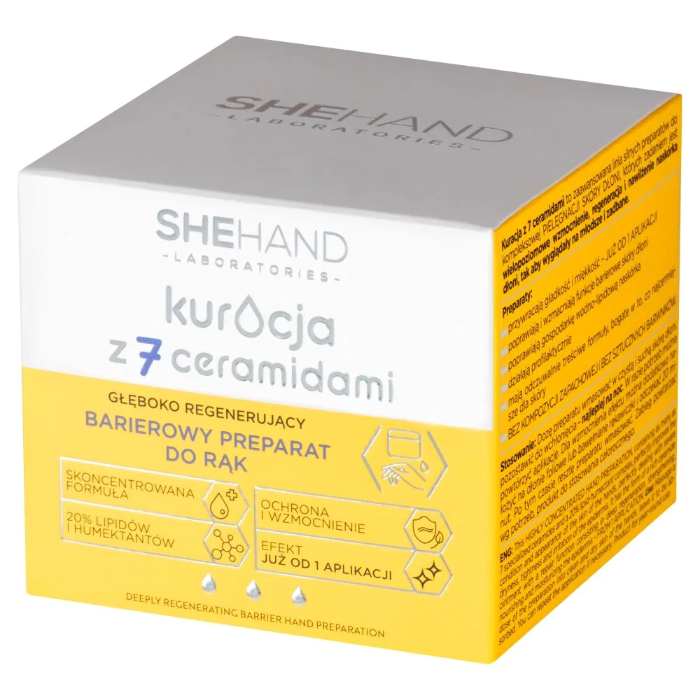 SheHand Kuracja z 7 ceramidami, głęboko regenerujący barierowy preparat do rąk 80 g
