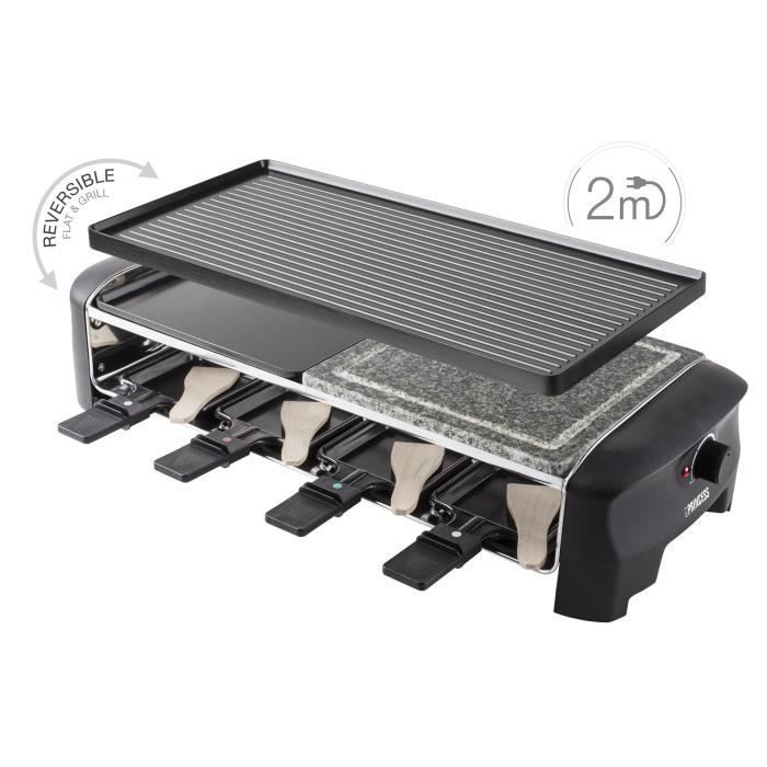 Grelha para Raclette Princess Stone com 8 Bandejas 1300W 162820