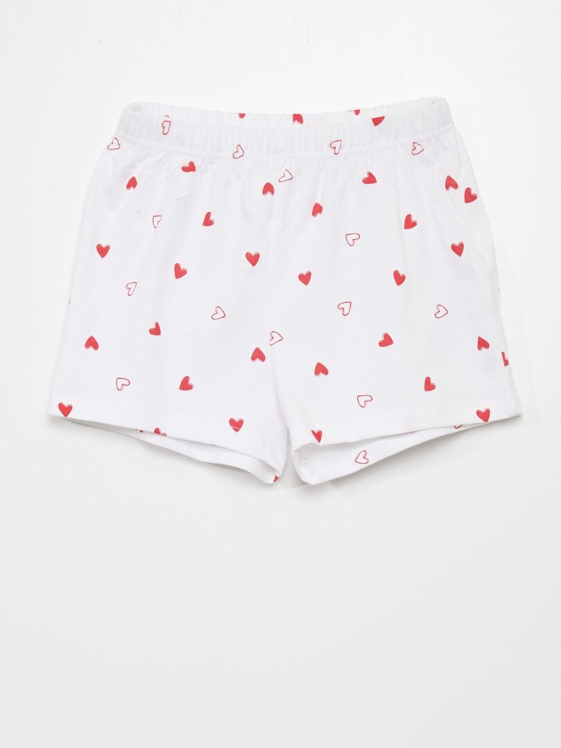 Pyjamaset - T-shirt + short - 2-delig - WIT