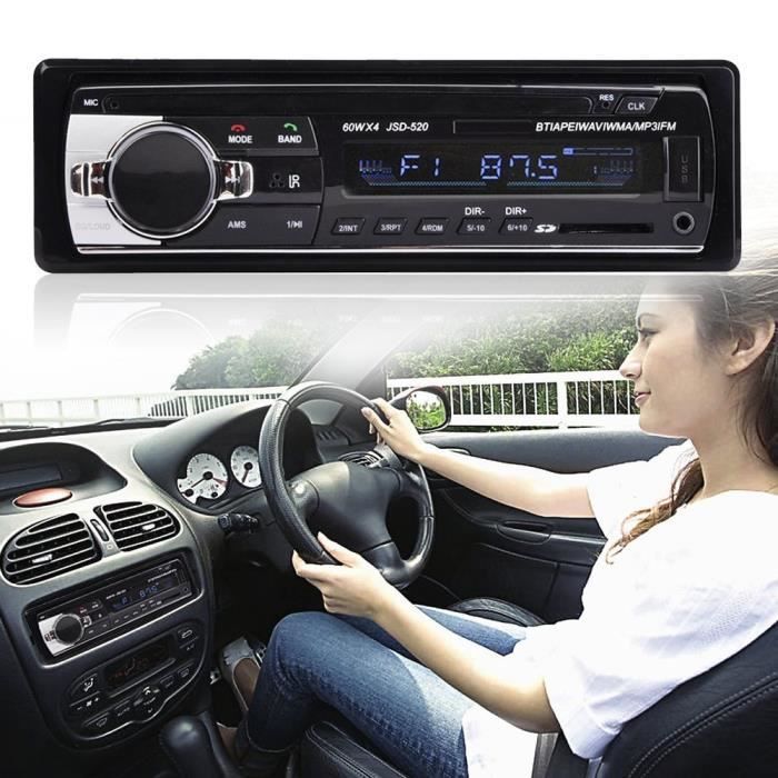 Bluetooth-bilradio, 4x60W bilstereo med video och FM-radio, MP3-spelare med USB-SD-AUX och handsfree-samtal och fjärrkontroll