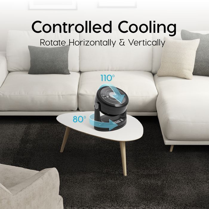Iris Ohyama, Ventilateur de table silencieux, puissant & portable, 33m², PCF-HM23, Noir