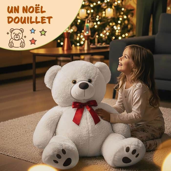 MONZANA® Superblød Bamse med Butterfly - 50 cm Hvid Bamse - Sød Bamse-Tæppe