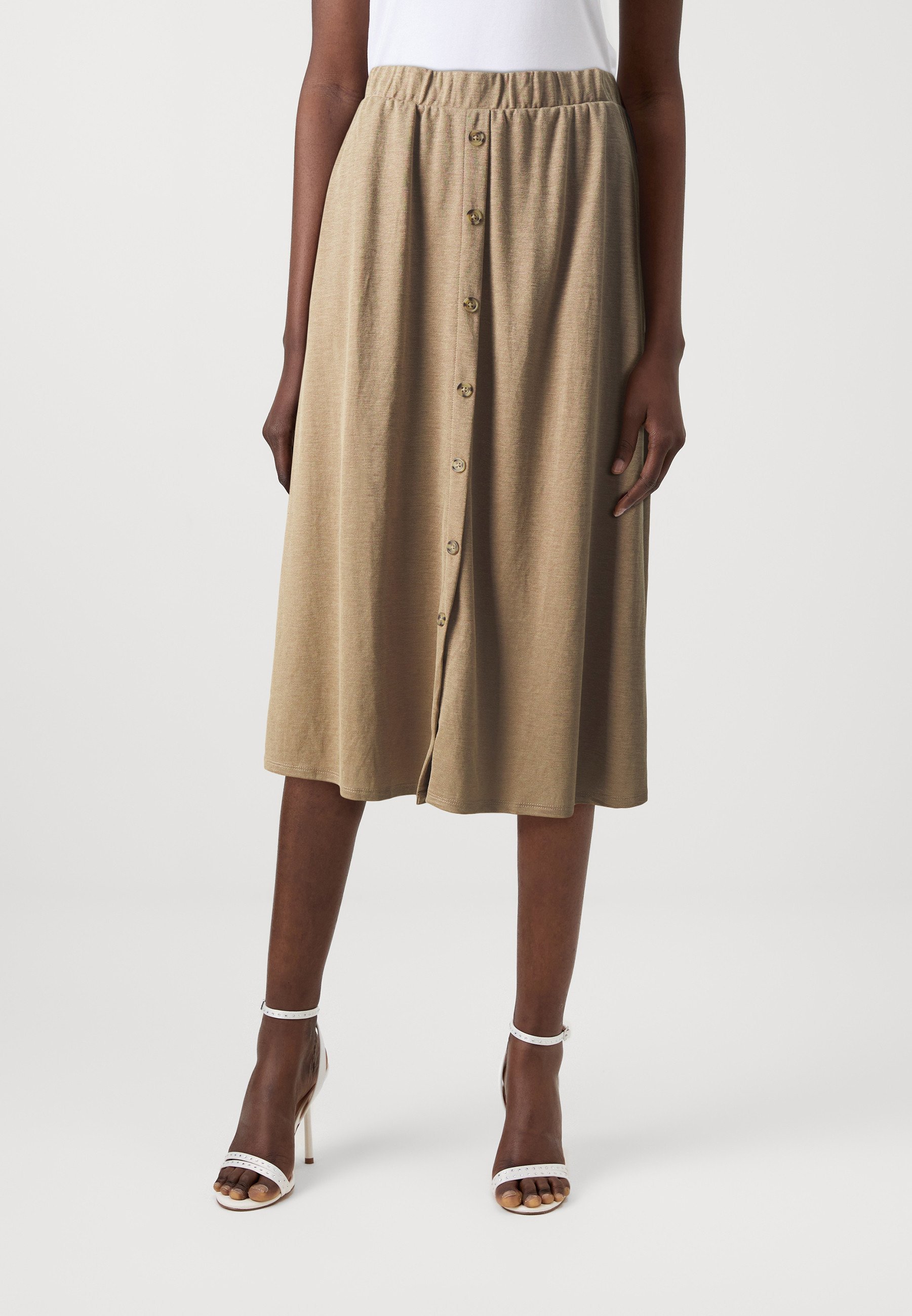 Jupe midi boutonnée JDY JDYBIRDIE - Jupe trapèze - Mélange de pois malt