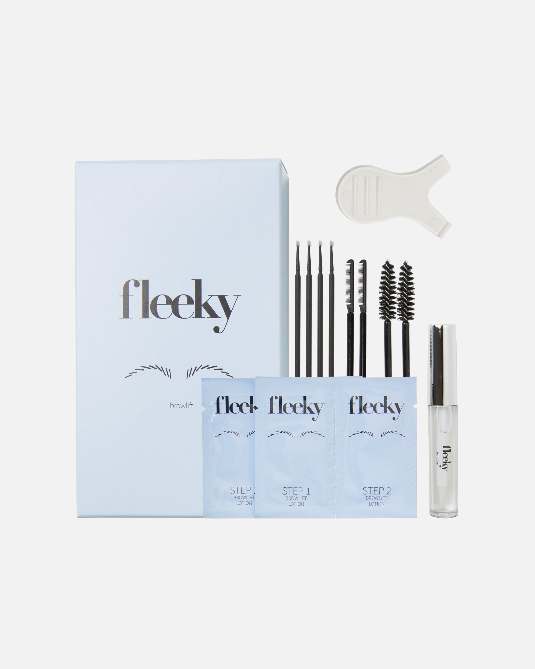 Antakių gelio pakėlimo rinkinys „Fleeky“ – tobulai suformuotiems ir apimties suteikiantiems antakiams – 1 vnt.