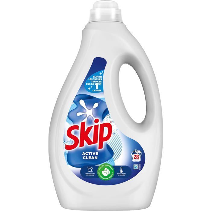 Detergente líquido Active Clean para ropa: limpieza impecable, frescura duradera, elimina las manchas sin dañar los tejidos, 28 lavados.