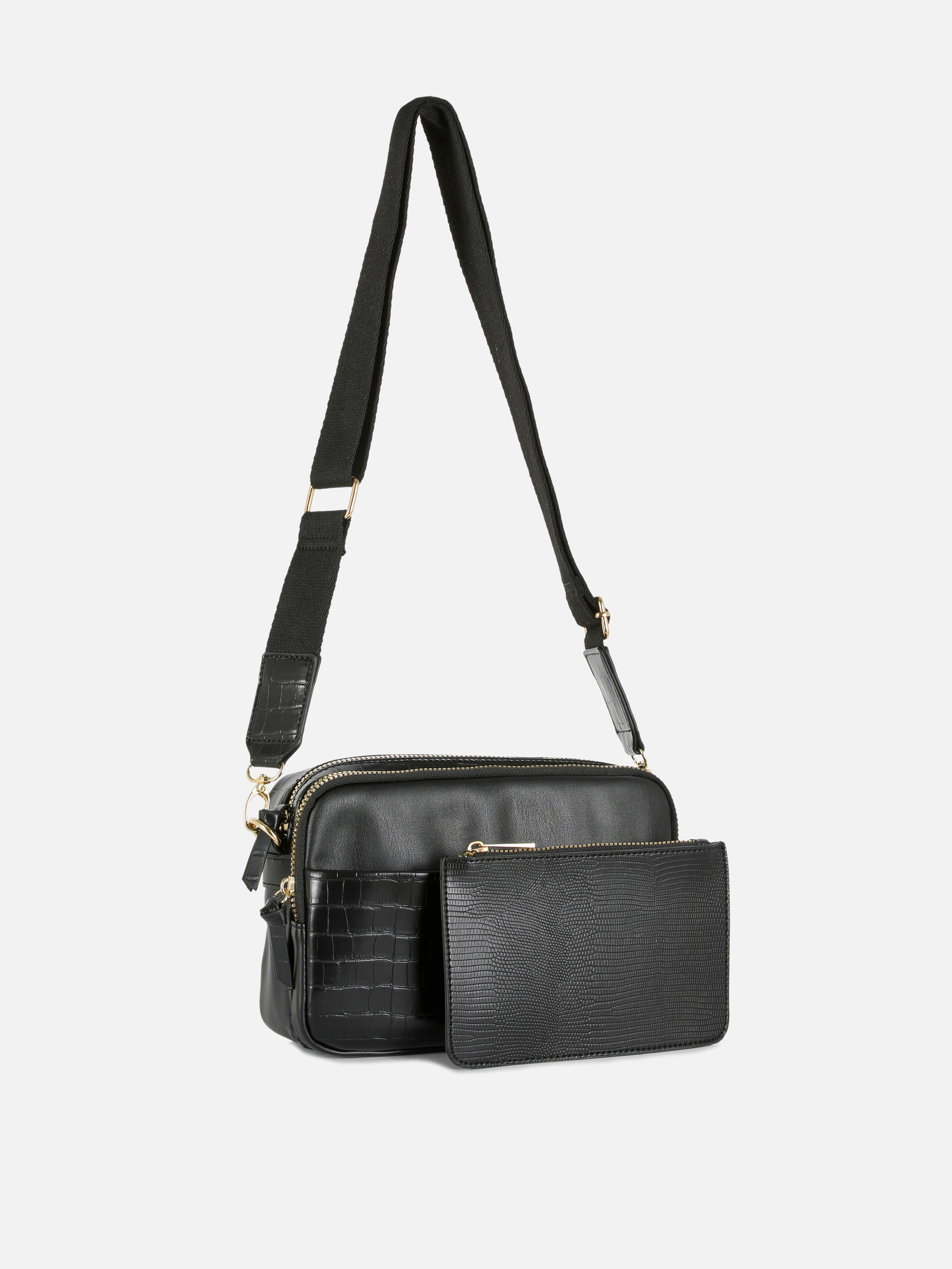 Geantă foto din piele ecologică cu fermoar dublu. Această geantă foto elegantă, purtabilă în stil crossbody, confecționată din piele ecologică de crocodil, este uimitoare.