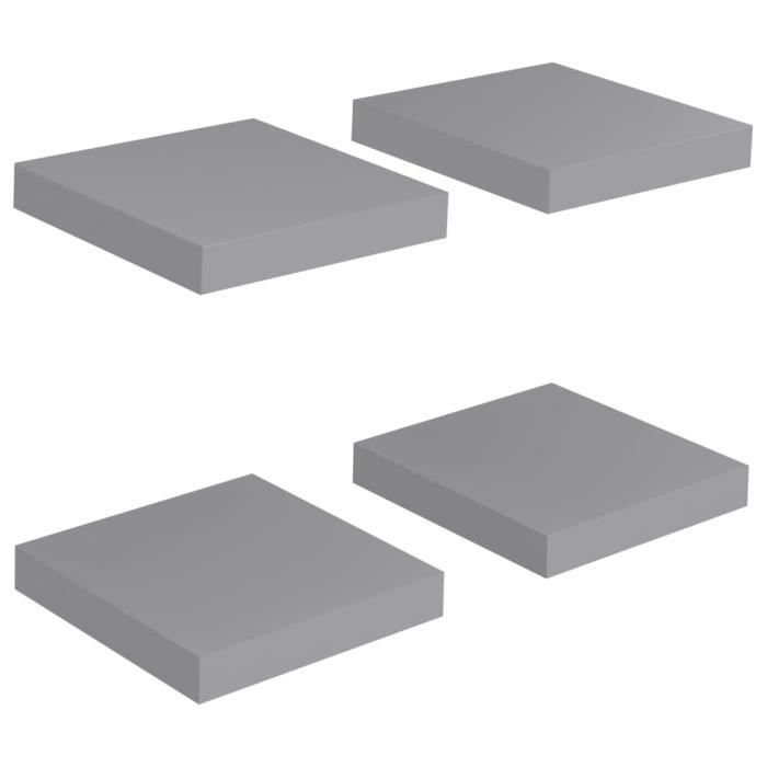 vidaXL Zwevende wandplanken 4 stuks Grijs 23x23,5x3,8 cm MDF