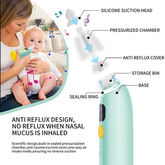 Rechargeable Electric Baby Nasal Aspirator, Brillsten, 3 Reusable Tips, Baby Nasal Suction Cup