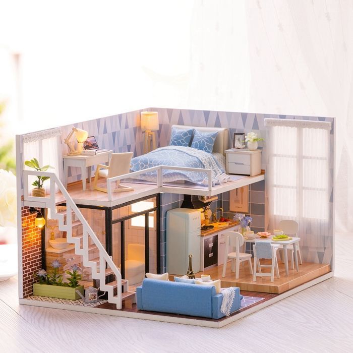 DIY Dollhouse Cute Dollhouse Miniature Toy Kit with Music The Castle in the Sky