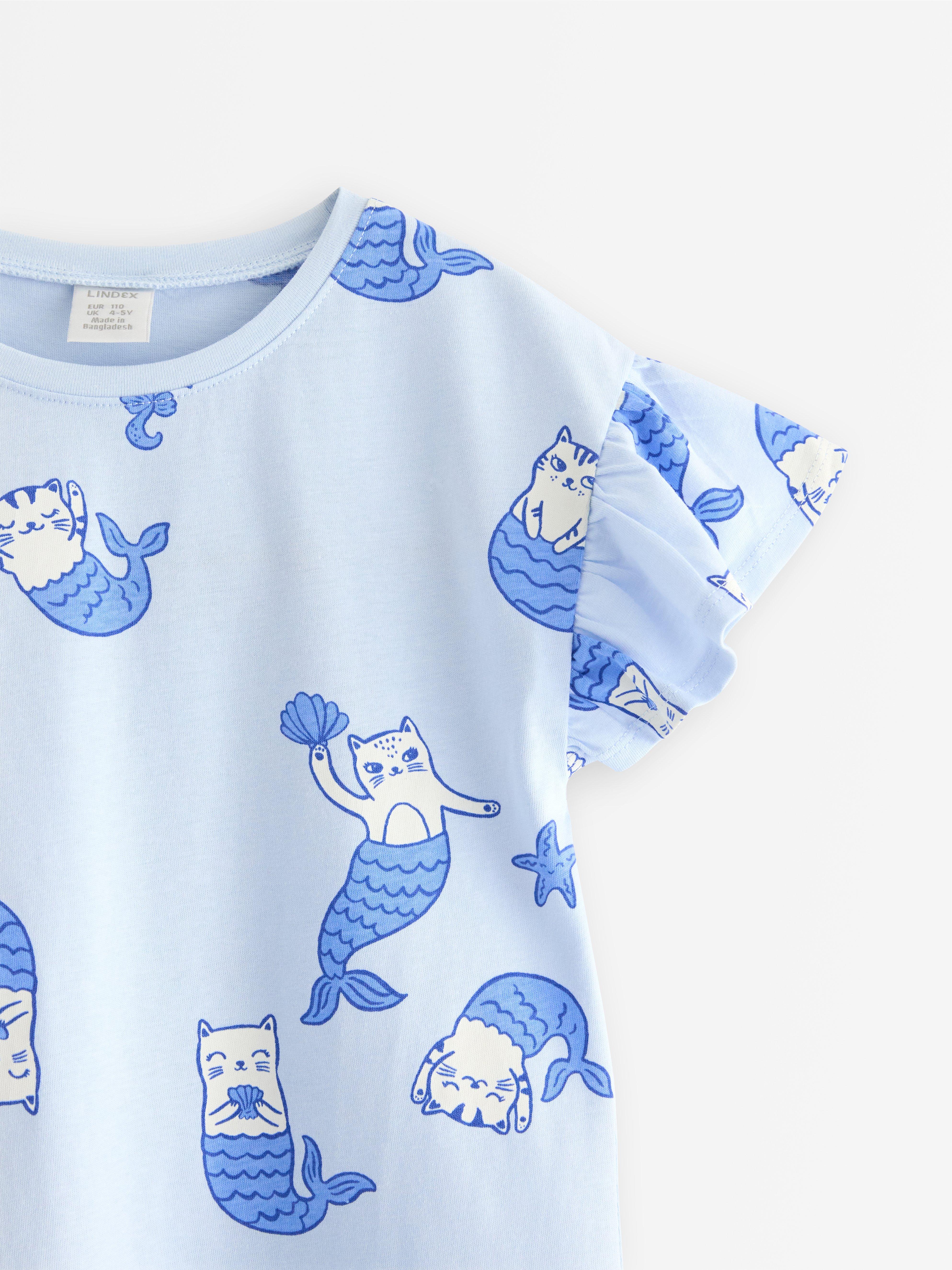 Vestido de manga corta azul claro