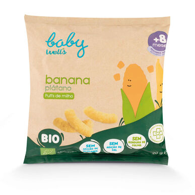 Baby Wells kukurūzų ir bananų pūsti sausainiai 20g 20g