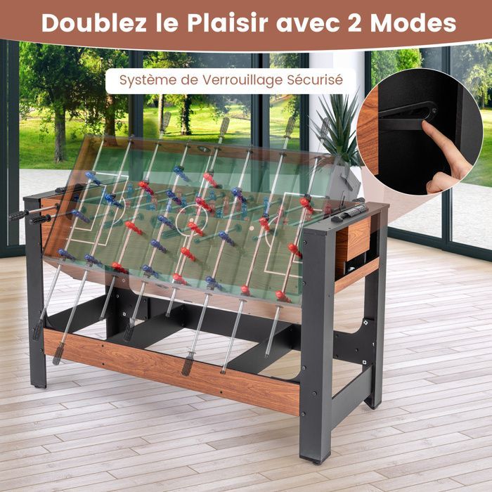 GIANTEX 2-in-1 Rotating Multi-Game Table, Foosball and Billiards, Rich Accessories, 26 Players & Cues & Balls, Family & Adults