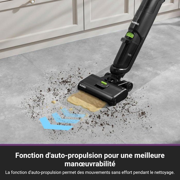 EUREKA NEW400 - Aspirapolvere e lavapavimenti senza fili per pavimenti duri - Autopulente - Aspirapolvere per liquidi e solidi - Batteria a lunga durata