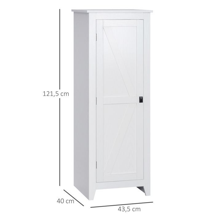 Armario de almacenamiento independiente - HOMCOM - ahorra espacio, estilo clásico, 2 estantes ajustables - madera - 120 cm de alto - blanco