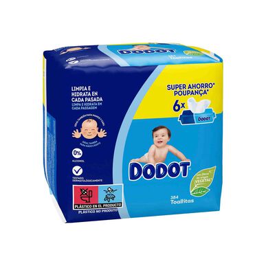 Hydratační ubrousky Dodot Baby, balení 6 x 64 ks 6 x 64 ks